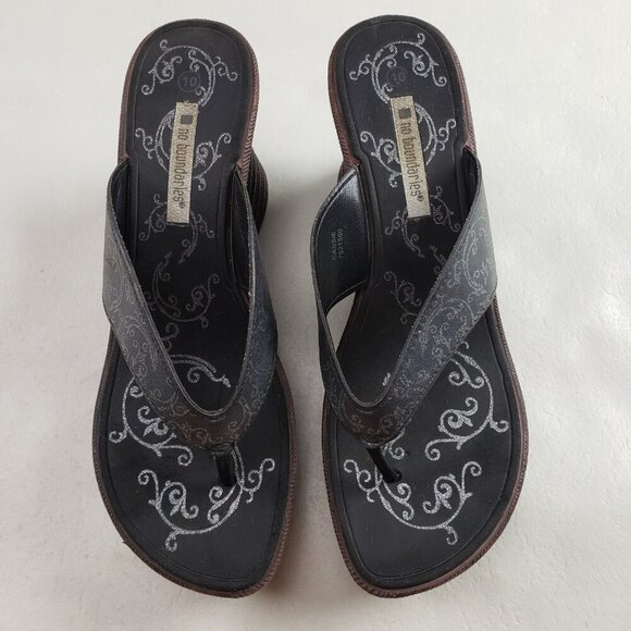 Vintage Y2K No Boundaries Cassie Chunky Wedge Sandal Womens 10 Flip Flop 90s - Picture 4 of 16